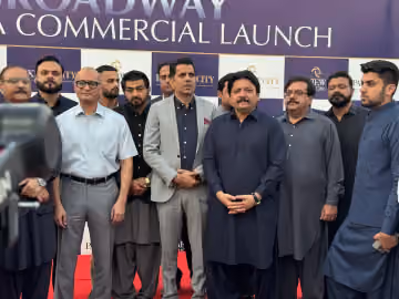 Press scrum · Broadway launch
